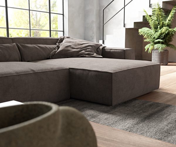 Rohová pohovka Sirpio XL 370x175 cm mikrovlákno khaki variabilní lenoška - Image 5