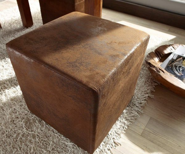 Taburet Dado hnědá 45x45 cm vintage - Image 2