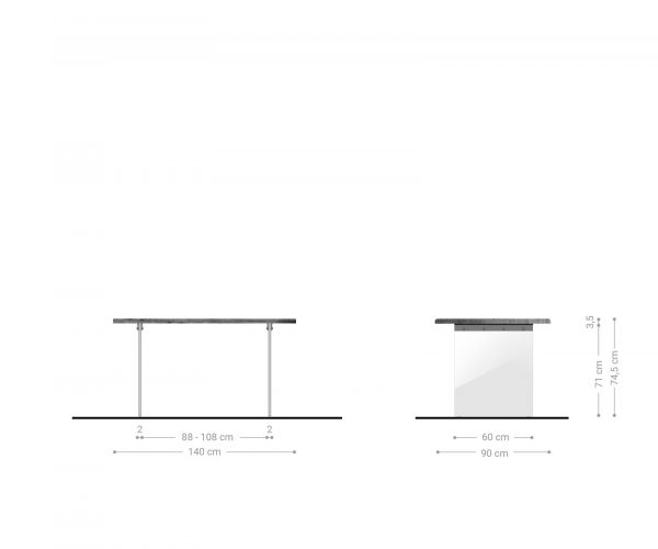 Jídelní stůl Edge 140x90 cm přírodní akácie skleněná podnož - Image 6