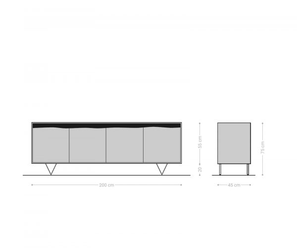 Komoda Stonegrace 200x45 cm přírodní akácie 4 dvířka nepravidelná hrana - Image 7