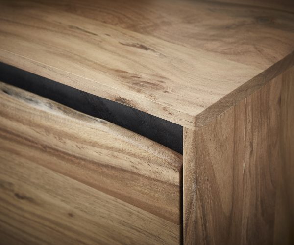 Komoda Stonegrace 200x45 cm přírodní akácie 4 dvířka nepravidelná hrana - Image 6