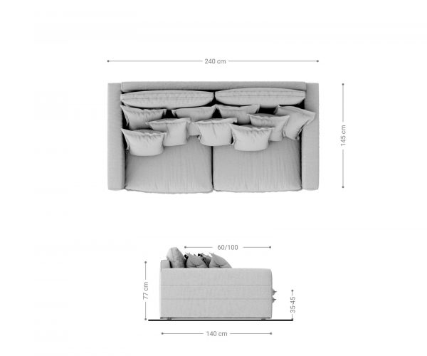 Pohovka Noelia 240x140 cm šedá s polštářem Bigsofa - Image 8