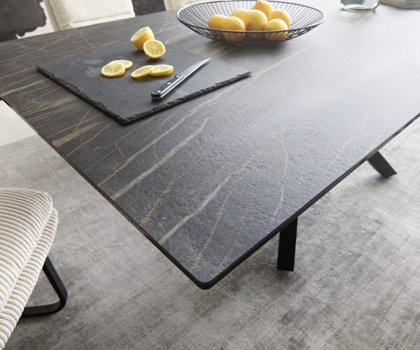 Jídelní stůl Edge 200x100cm Laminam® keramika hnědá křížová podnož černá - Image 4