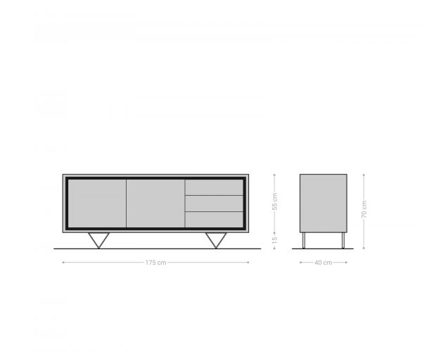 Komoda Stonegrace 175 cm akácie hnědá kamenina 2 dvířka 3 zásuvky podnož ve tvaru "V" černá - Image 7