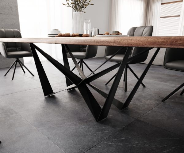 Jídelní stůl Edge 300x100 XL akácie hnědá plochá ocel černá - Image 7