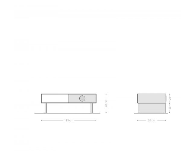 Konferenční stolek Surimu 115x60x35 cm akácie světle hnědá 2 zásuvky korkové úchyty dřevěná podnož - Image 8