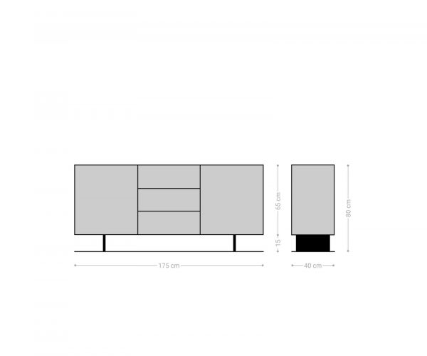Komoda Solu 175 cm přírodní akácie 2 dvířka 3 zásuvky 3D - Image 10