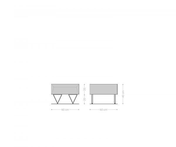 Konferenční stolek Kayu 60x60x20 cm přírodní akácie 2 zásuvky podnož ve tvaru "V" nerezová ocel - Image 7