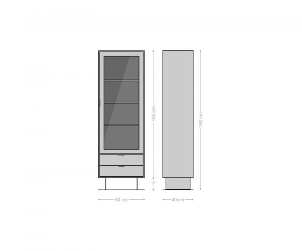 Vitrína Teele 60x180 cm přírodní akácie 1 dvířka 2 zásuvky podnož - Image 7