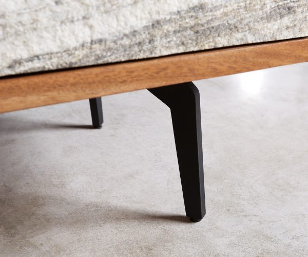 TV stolek Kleo 220 cm přírodní akácie 4 dvířka šikmá podnož černý kov - Image 7