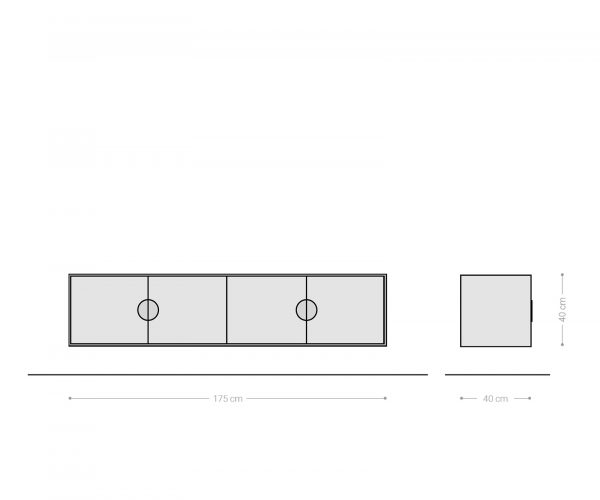 TV stolek Surimu 175x40x40 cm akácie světle hnědá 4 dvířka korkové madlo závěsné - Image 7