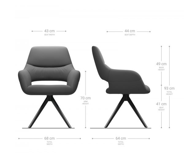 Otočná židle Yago-Flex s područkami křížová podnož široká černá strukturovaná tkanina světle šedá 360° - Image 7