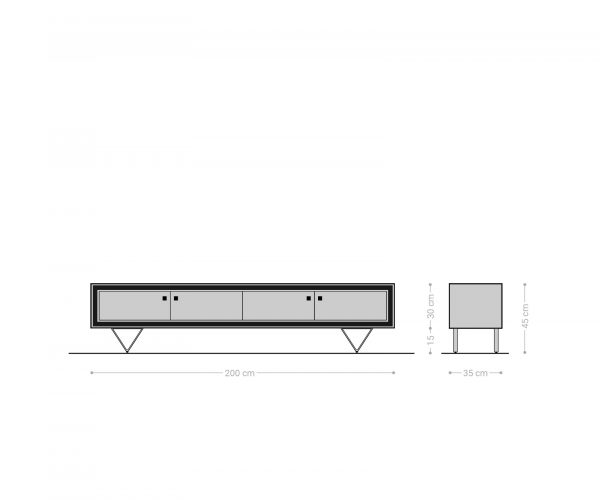 TV stolek Stonegrace 200 cm přírodní akácie 3D 4 dvířka - Image 9