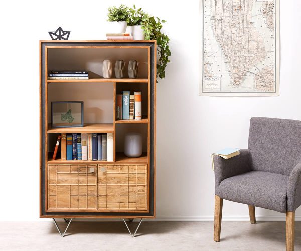 Skříň Stonegrace 88 cm akácie přírodní 3D 2 dvířka - Image 2