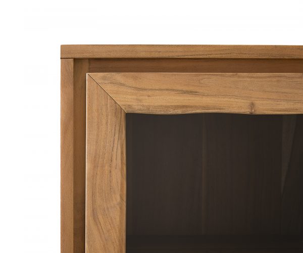 Vitrína Live Edge 60x190 cm přírodní akácie rovná hrana 1 dvířka 2 zásuvky masiv - Image 5