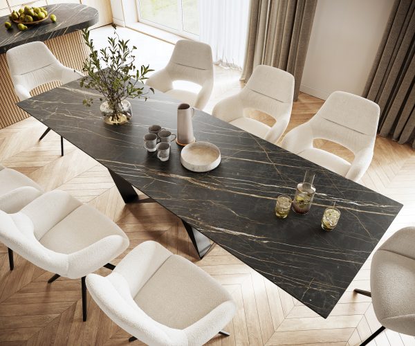 Jídelní stůl Edge 300x100cm Laminam® keramika hnědá podnož plochá ocel černá - Image 4