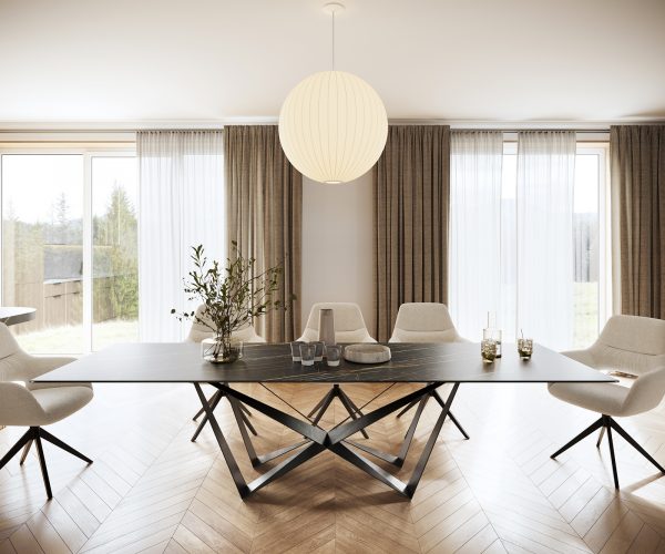 Jídelní stůl Edge 300x100cm Laminam® keramika hnědá podnož plochá ocel černá - Image 2