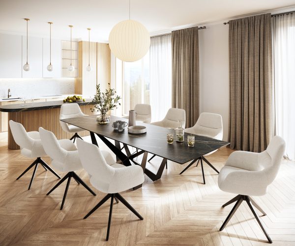 Jídelní stůl Edge 300x100cm Laminam® keramika hnědá podnož plochá ocel černá - Image 6