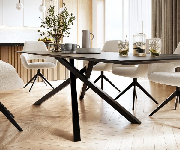 Jídelní stůl Edge 300x100cm Laminam® keramika hnědá křížová podnož černá - Image 5