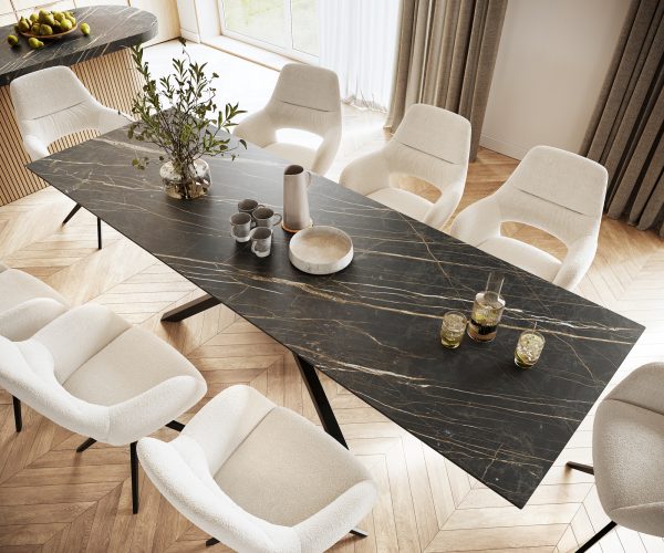 Jídelní stůl Edge 300x100cm Laminam® keramika hnědá křížová podnož černá - Image 4