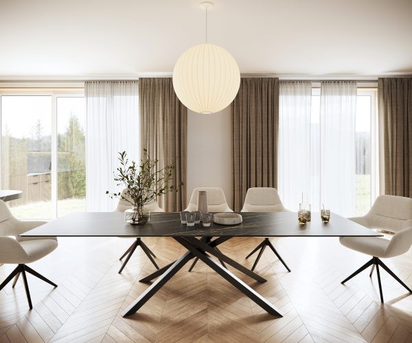 Jídelní stůl Edge 300x100cm Laminam® keramika hnědá křížová podnož černá - Image 2