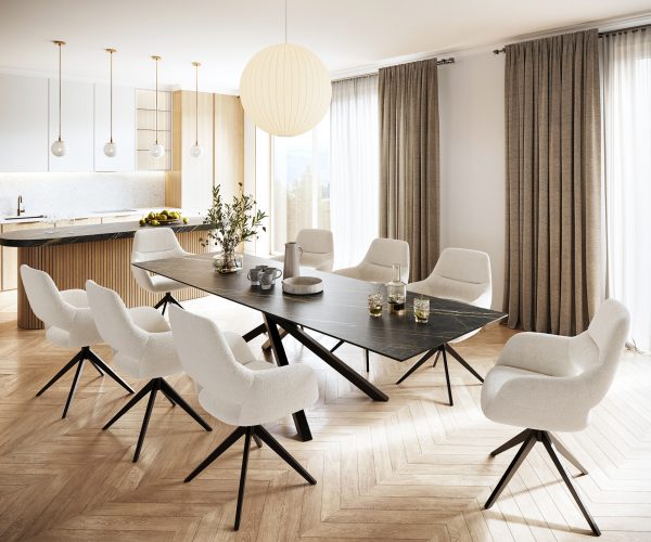 Jídelní stůl Edge 300x100cm Laminam® keramika hnědá křížová podnož černá - Image 6