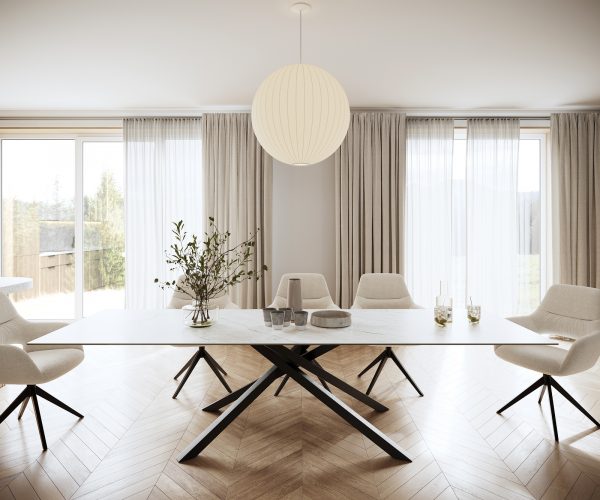 Jídelní stůl Edge 300x100cm Laminam® keramika bílá křížová podnož černá - Image 2