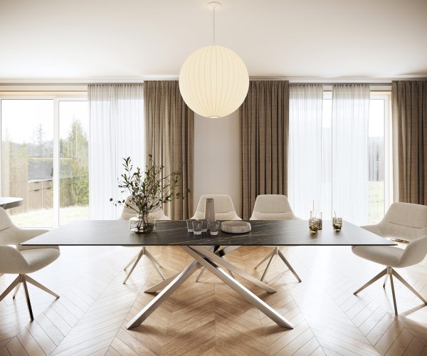 Jídelní stůl Edge 300x100cm Laminam® keramika hnědá křížová podnož stříbrná - Image 2