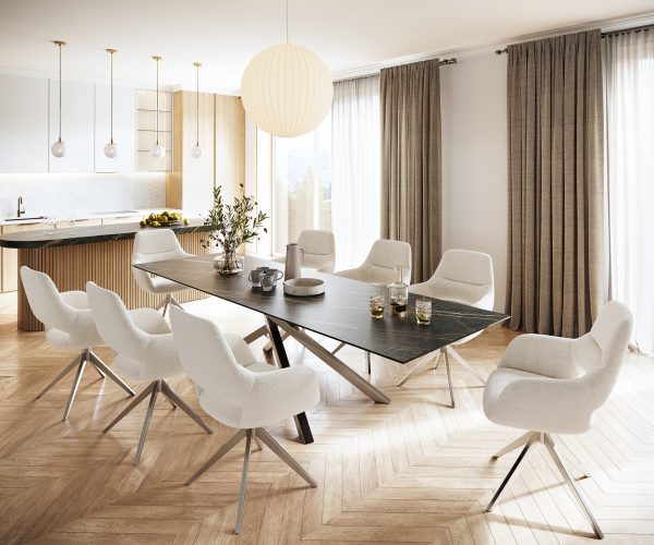 Jídelní stůl Edge 300x100cm Laminam® keramika hnědá křížová podnož stříbrná - Image 6