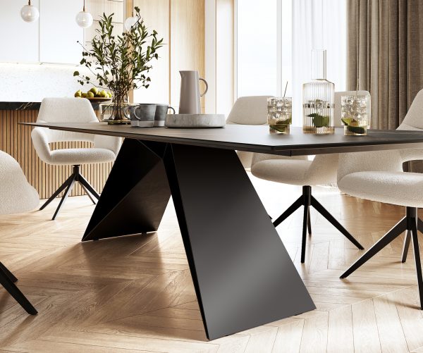 Jídelní stůl Edge 300x100cm Laminam® keramika hnědá podnož ve tvaru "V" černá - Image 5