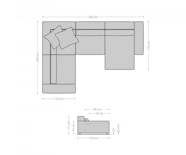 Pohovka ve tvaru "U" Sirpio XL 360x260 cm mikrovlákno taupe variabilní lenoška - Image 8