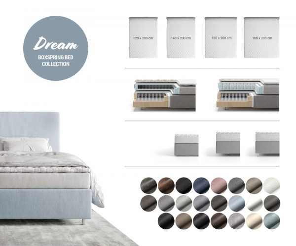 Boxspring postel Dream-Well bouclé krémovo-bílá 180x200 cm s taštičkovou pružinovou matrací a visco topperem - Image 7