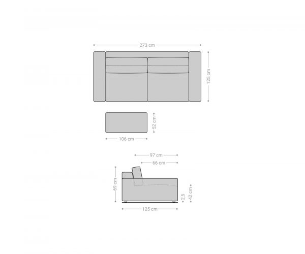 Velká pohovka Lanzo XL 270x125 cm manšestr béžová s podnožkou - Image 7