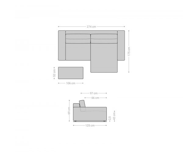 Rohová pohovka Lanzo XL 280x175 cm béžová manšestr variabilní lenoška s taburetem - Image 7