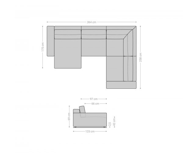 Pohovka ve tvaru "U" Lanzo XL 370x260 cm manšestr béžová variabilní lenoška - Image 6