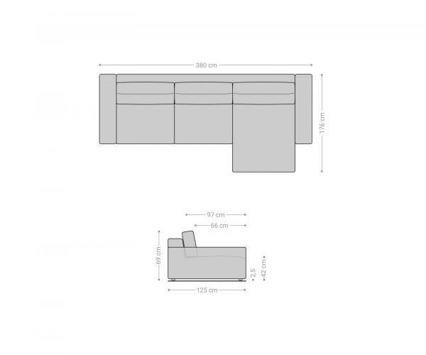 Rohová pohovka Lanzo XL 380x175 cm šedá mikrovlákno variabilní lenoška - Image 7