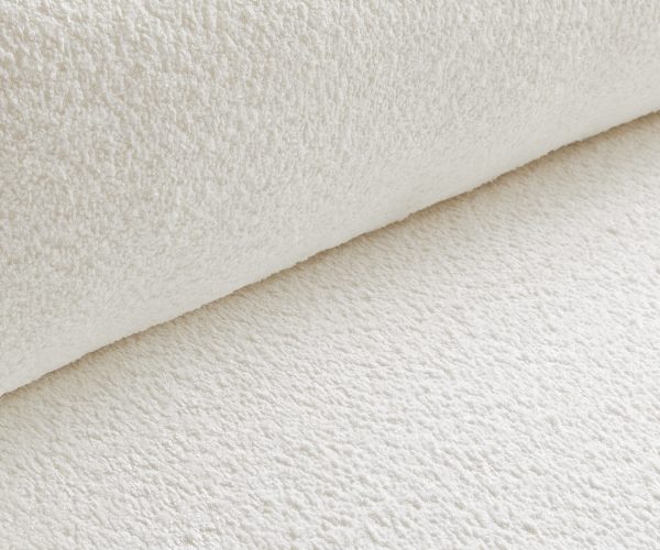 Rohová pohovka Sirpio XL 270x175 cm bouclé krémovo-bílá variabilní lenoška s taburetem - Image 3