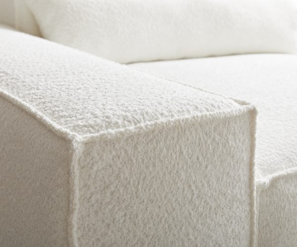 Rohová pohovka Sirpio XL 270x175 cm bouclé krémovo-bílá variabilní lenoška s taburetem - Image 4