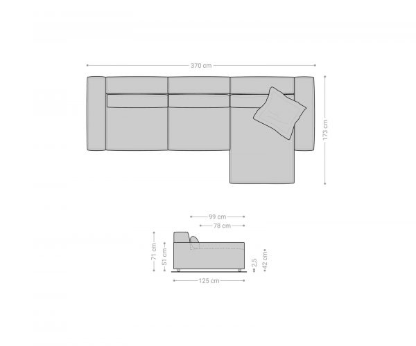 Rohová pohovka Sirpio XL 370x175 cm manšestr stříbrnošedá variabilní lenoška - Image 7