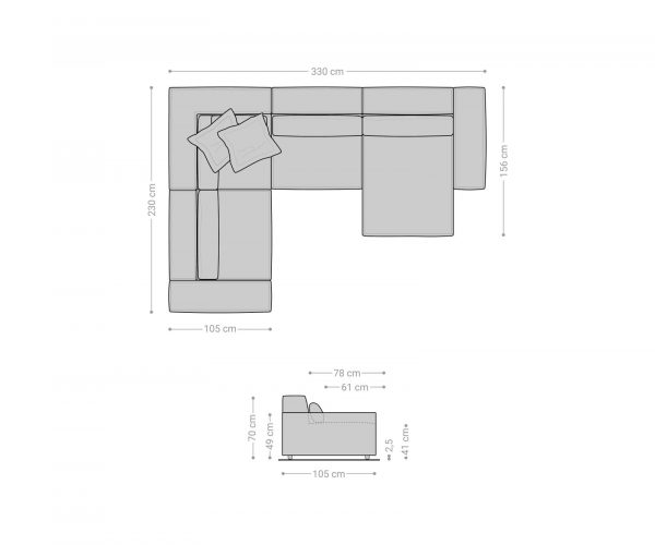 Pohovka ve tvaru "U" Sirpio D 330x240 cm manšestr béžová variabilní lenoška - Image 7