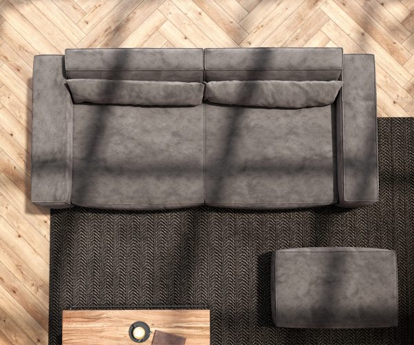 Velká pohovka Sirpio L 250x105 cm mikrovlákno khaki-hnědá se stoličkou - Image 6