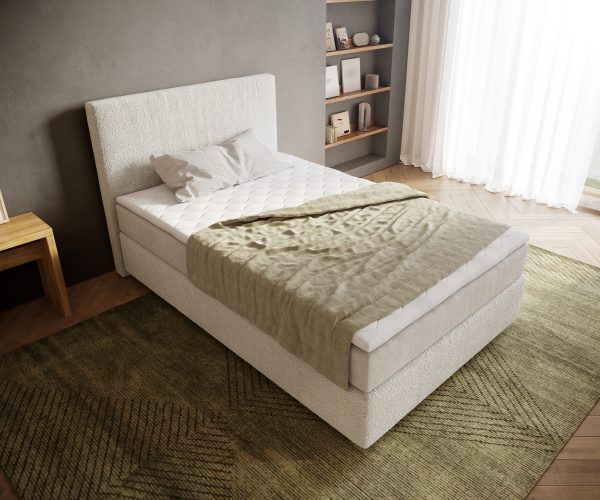 Boxspring postel Dream-Well 120x200 cm bouclé krémově bílá s taštičkovou pružinovou matrací a visco topperem - Image 4
