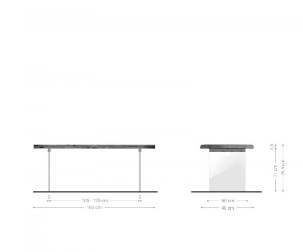 Jídelní stůl Edge 180x90 cm XL akácie platina - Image 6