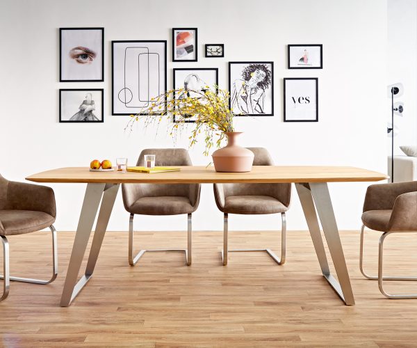 Jídelní stůl Edge 200x100 cm zaoblená přírodní dub švýcarská hrana - Image 5