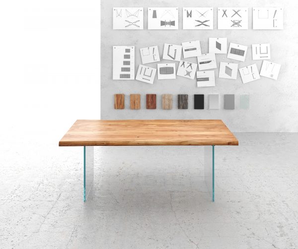 Jídelní stůl Edge 200x100 cm XL přírodní akácie skleněná podnož - Image 2