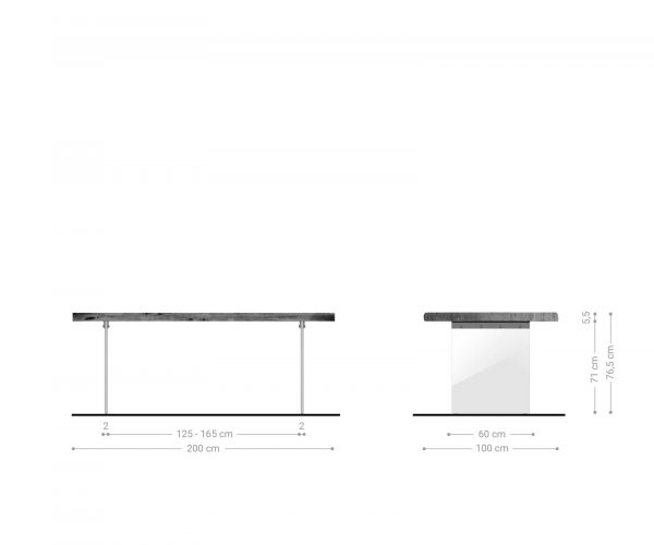 Jídelní stůl Edge 200x100 cm XL přírodní akácie skleněná podnož - Image 9