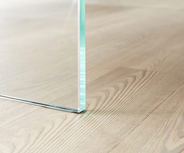 Jídelní stůl Edge 200x100 cm XL akácie hnědá skleněná podnož - Image 8