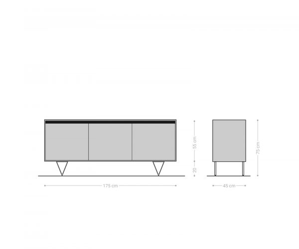 Komoda Stonegrace 175 cm akácie přírodní břidlice 3 dvířka - Image 9