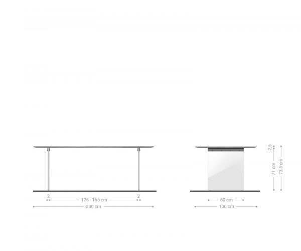 Jídelní stůl Edge 200x100 cm přírodní akácie skleněná podnož švýcarská hrana - Image 6