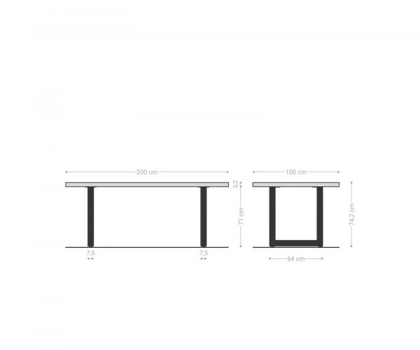 Jídelní stůl Edge 200x100 cm přírodní dub nerezová ocel široká live - Image 9